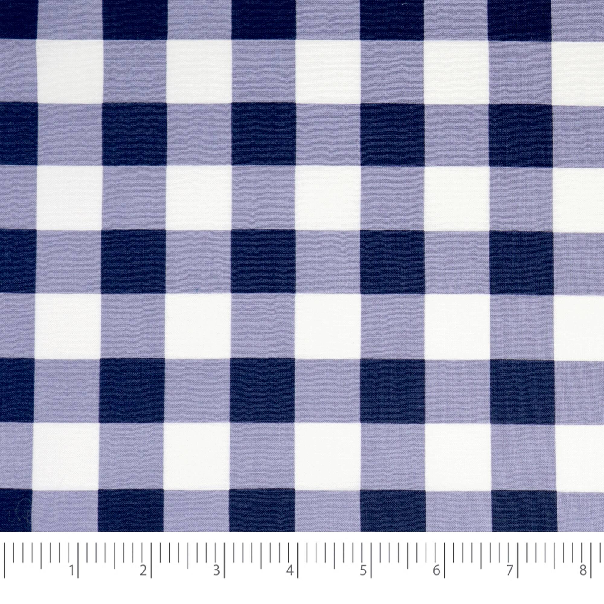 SINGER Navy Gingham Print Ringspun Cotton Fabric